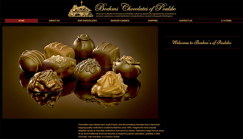 Boehms Chocolates of Poulsbo home page